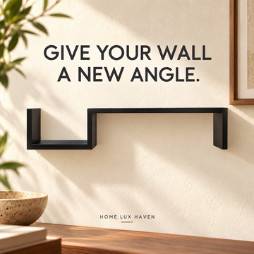Modern S-Shaped Floating Wall Shelf (25 in), Black - advertising image 01