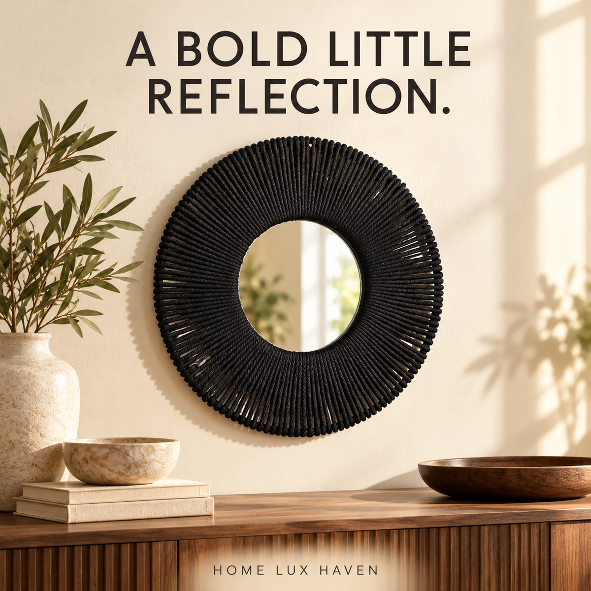 Boho Woven Jute Rope Round Wall Mirror - advertising image 02