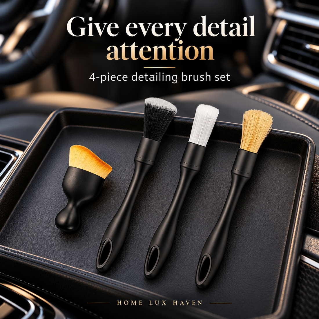 Car Interior Detailing Brush Set (4 Pieces) - advertising image 01