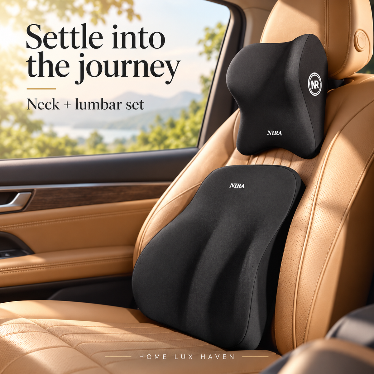 Memory Foam Car Neck Pillow & Lumbar Support - advertising image 01