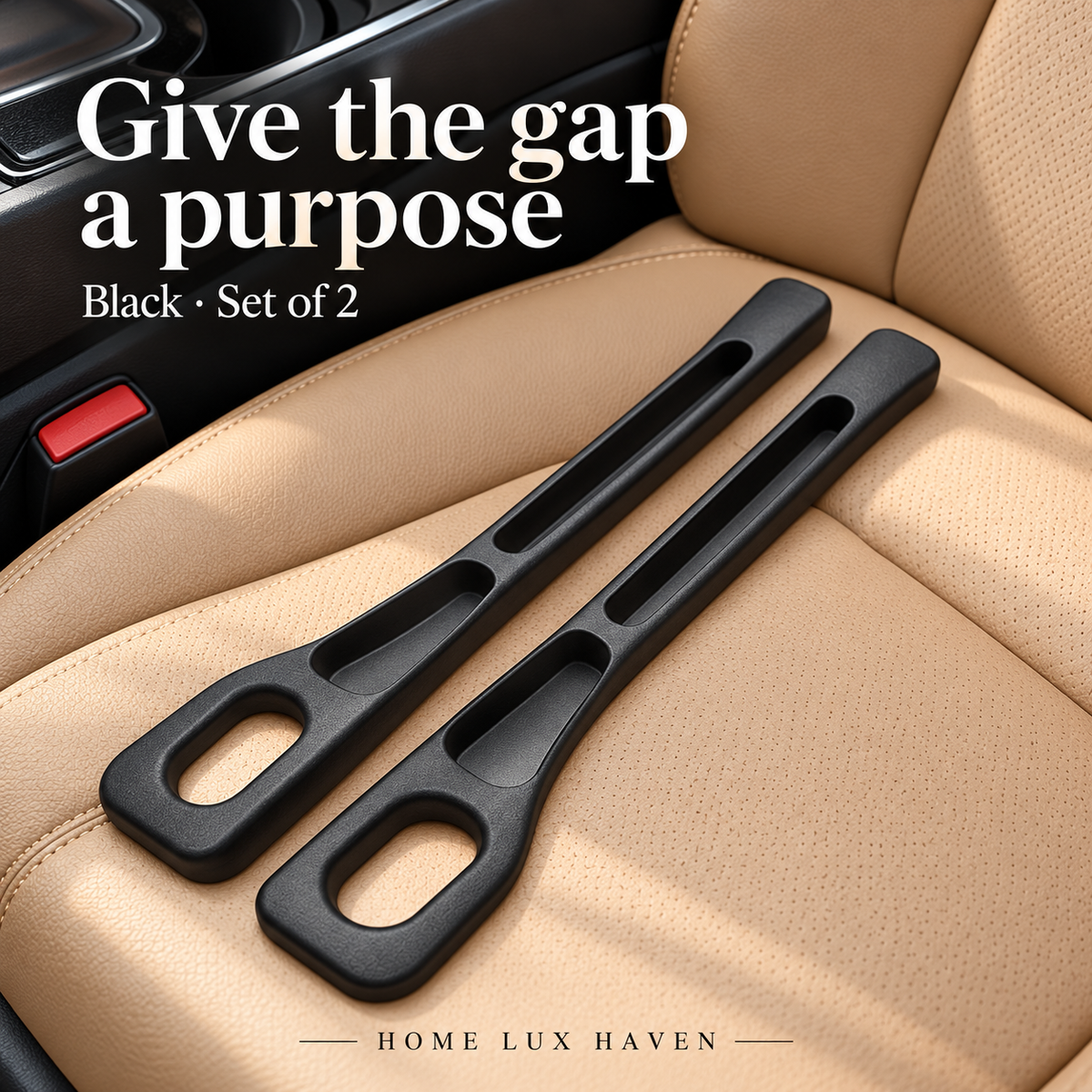 Car Seat Gap Filler with Storage Slots (Set of 2) - advertising image 01