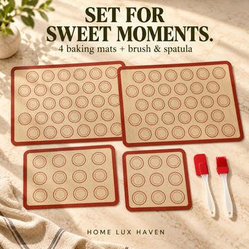 Silicone Baking Mat Set – 4 Non-Stick Reusable Mats with Brush & Spatula - advertising image 01