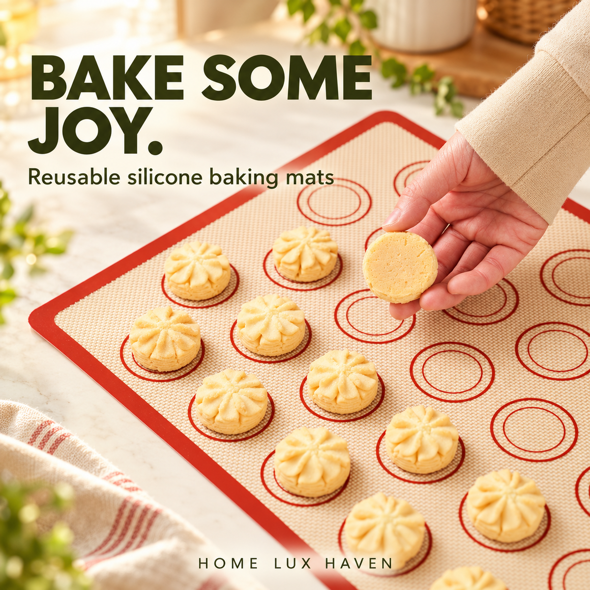 Silicone Baking Mat Set – 4 Non-Stick Reusable Mats with Brush & Spatula - advertising image 02
