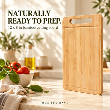 Natural Bamboo Cutting Board with Juice Groove – 12 x 8 in Kitchen Chopping Board - advertising image 01