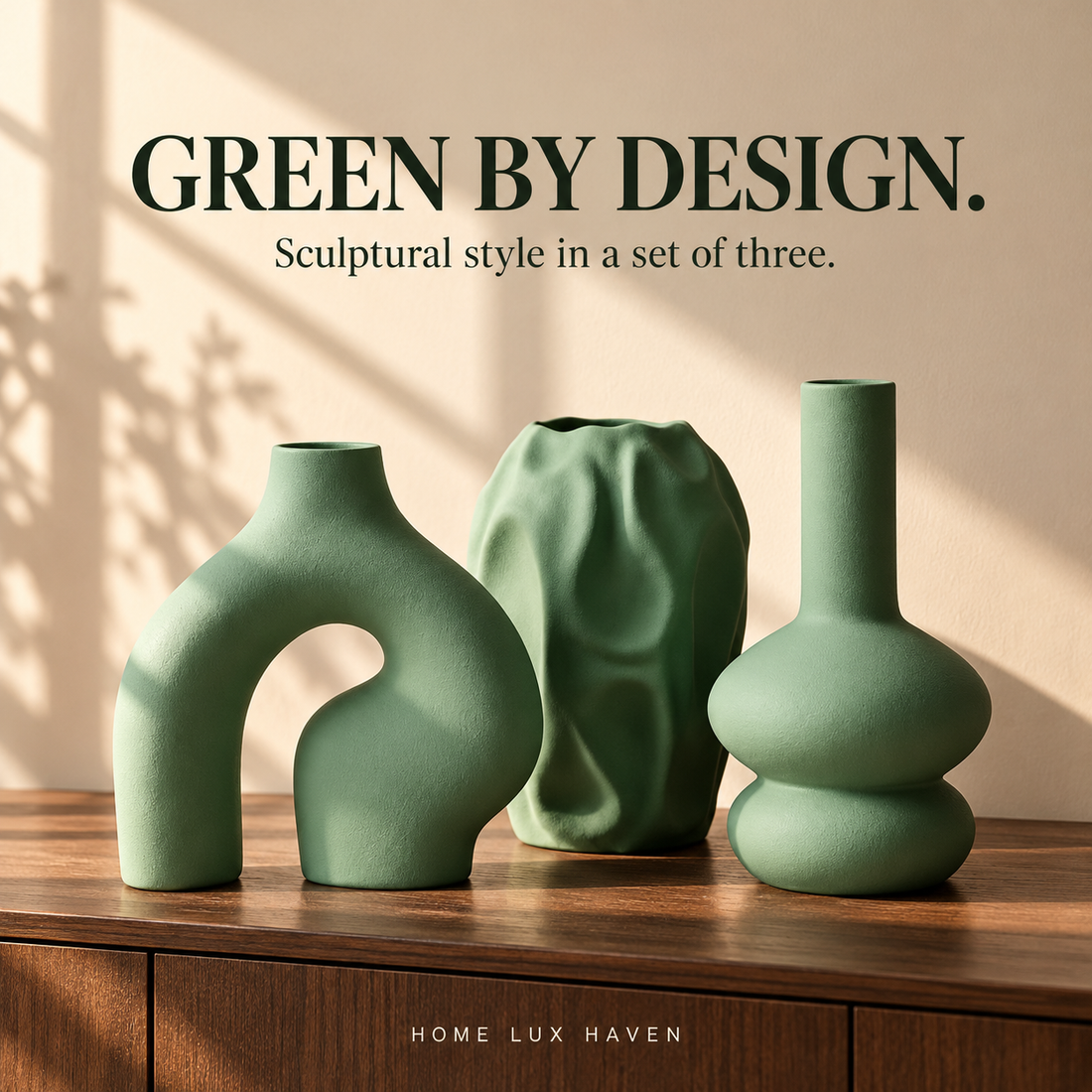 Matte Sculptural Vase Set of 3 - advertising image 01