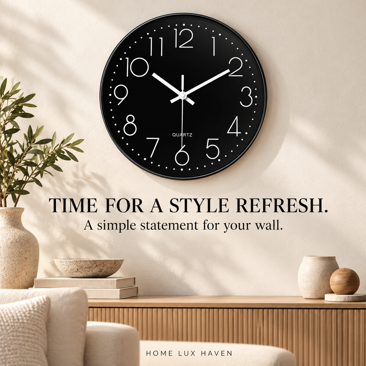Modern Minimalist Silent Wall Clock with 3D Numbers - advertising image 01