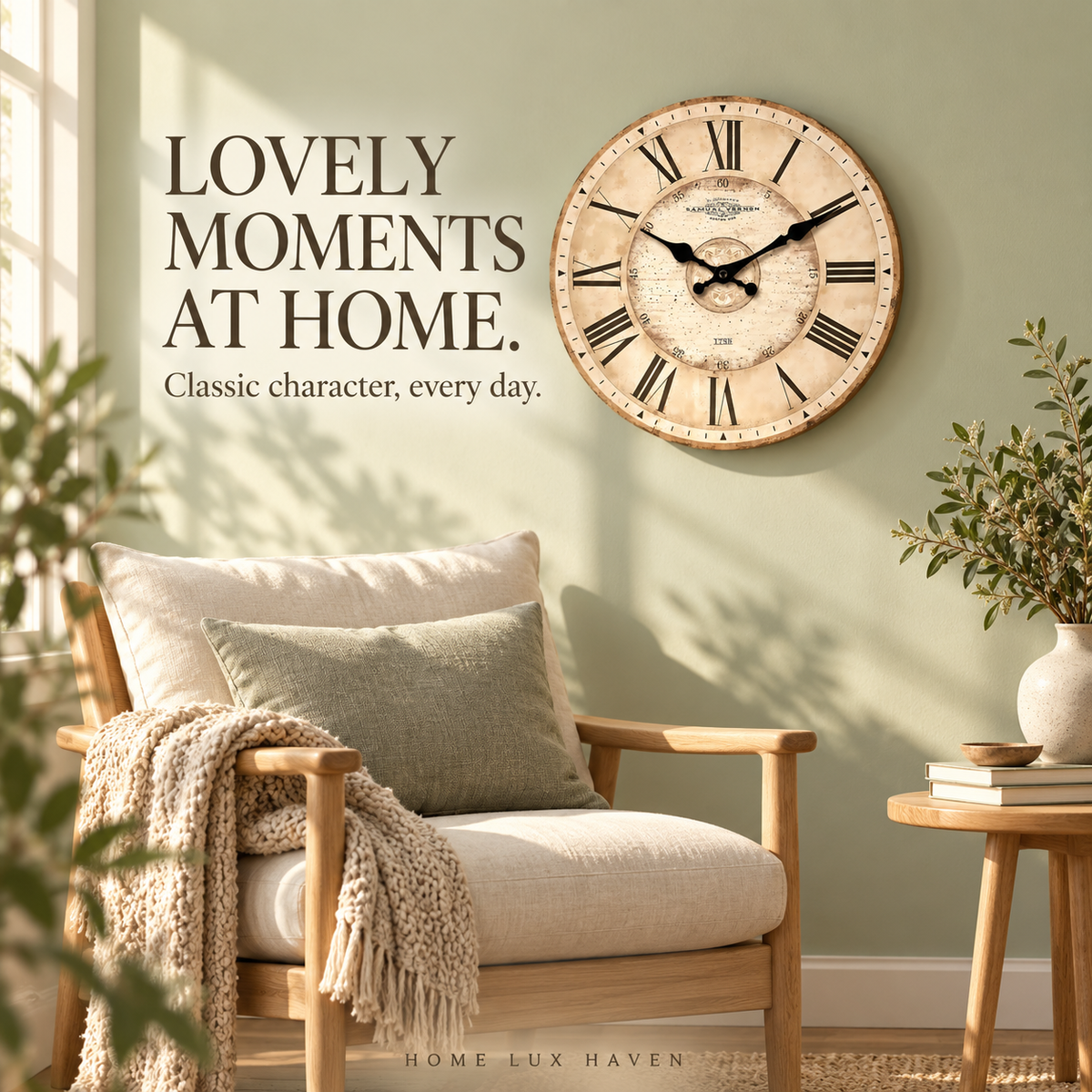 Vintage Farmhouse Roman Numeral Wall Clock - advertising image 02