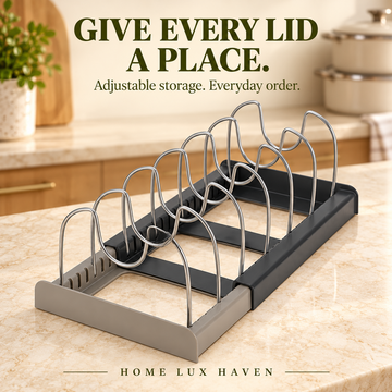 Telescopic Pot Lid & Pan Organizer Rack (7 Dividers) - advertising image 01