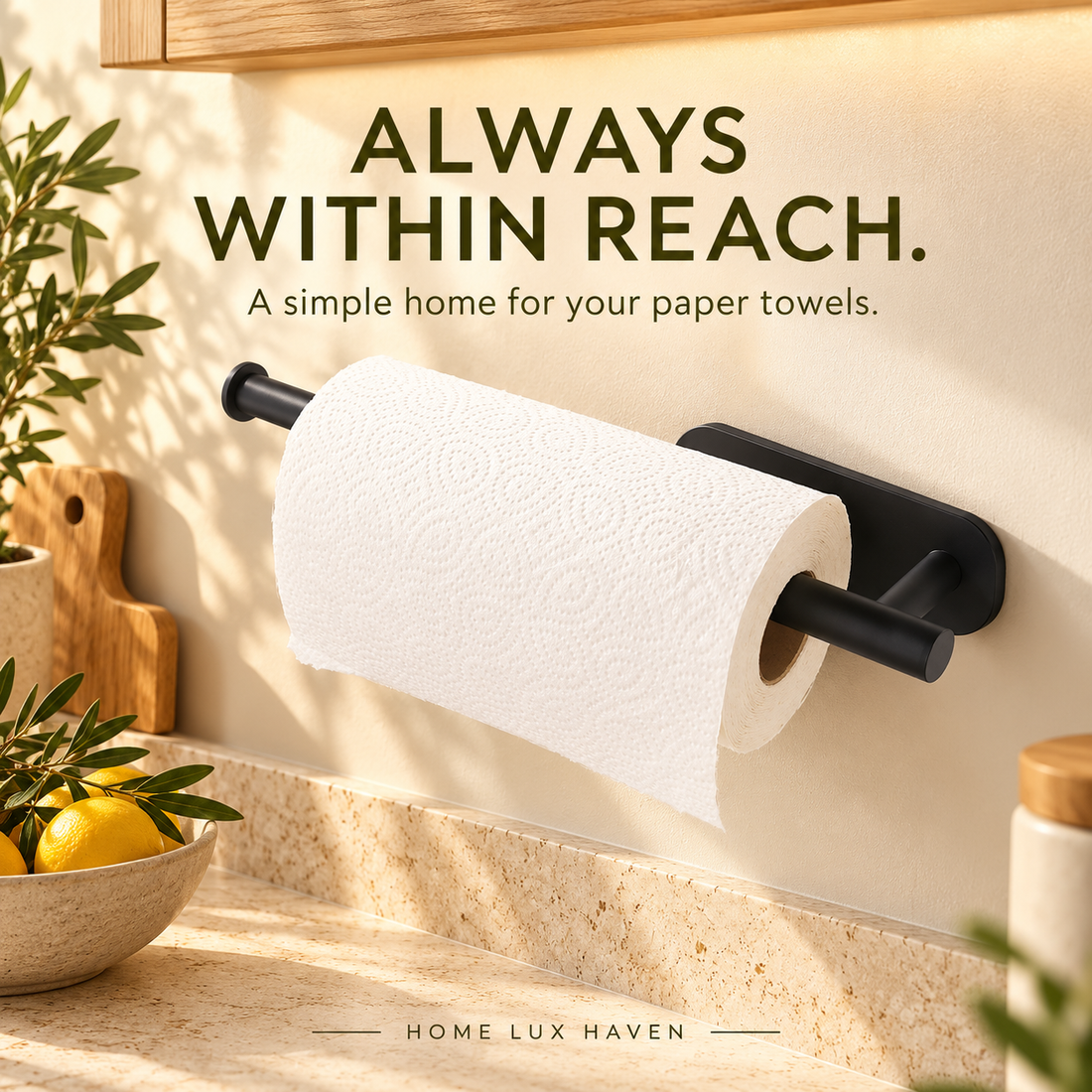 Under-Cabinet Paper Towel Holder, Adhesive or Screw Mount - advertising image 01
