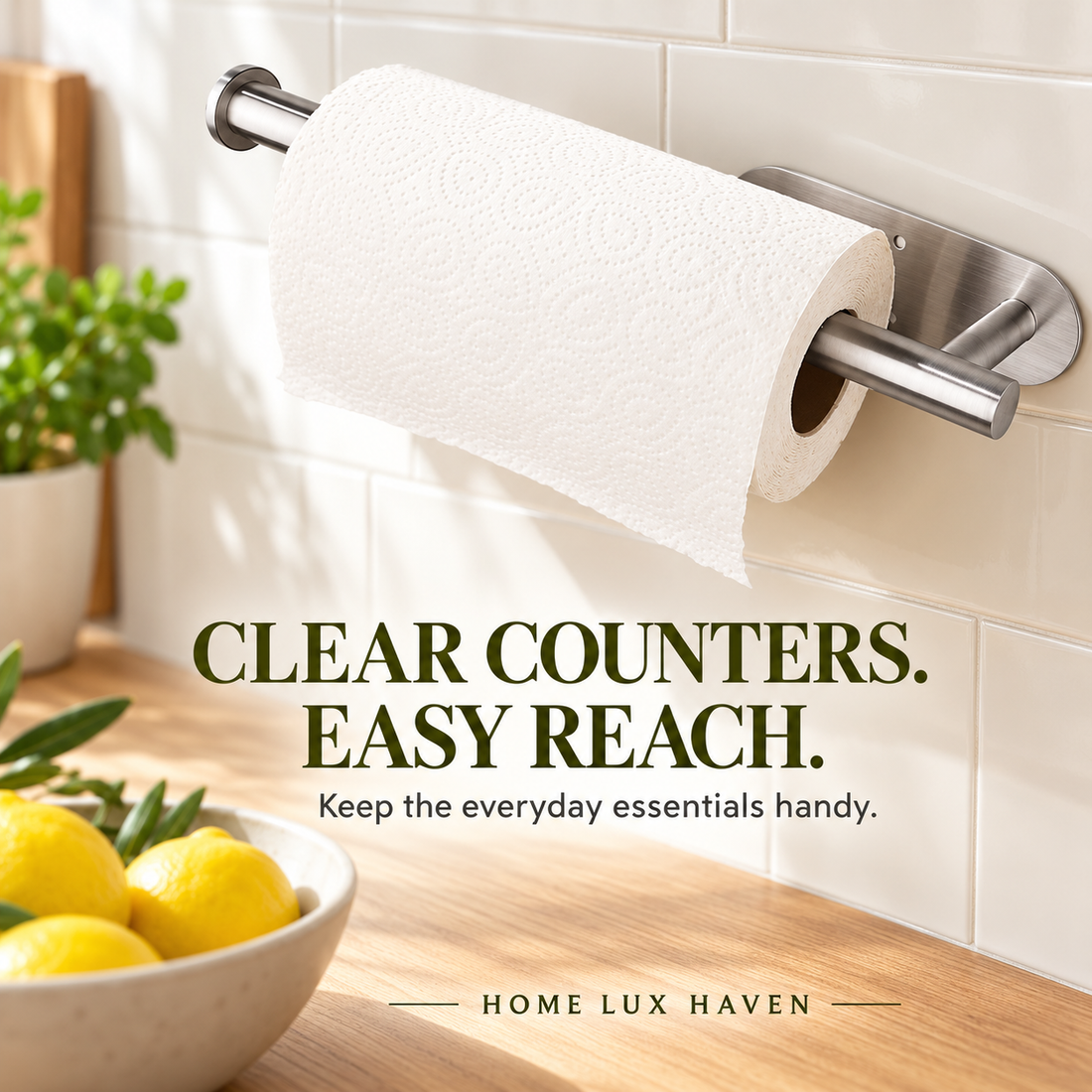 Under-Cabinet Paper Towel Holder, Adhesive or Screw Mount - advertising image 01