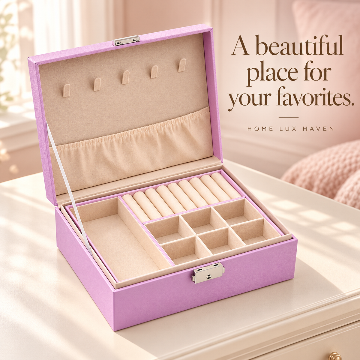 2-Layer PU Leather Jewelry Box with Lock - advertising image 01