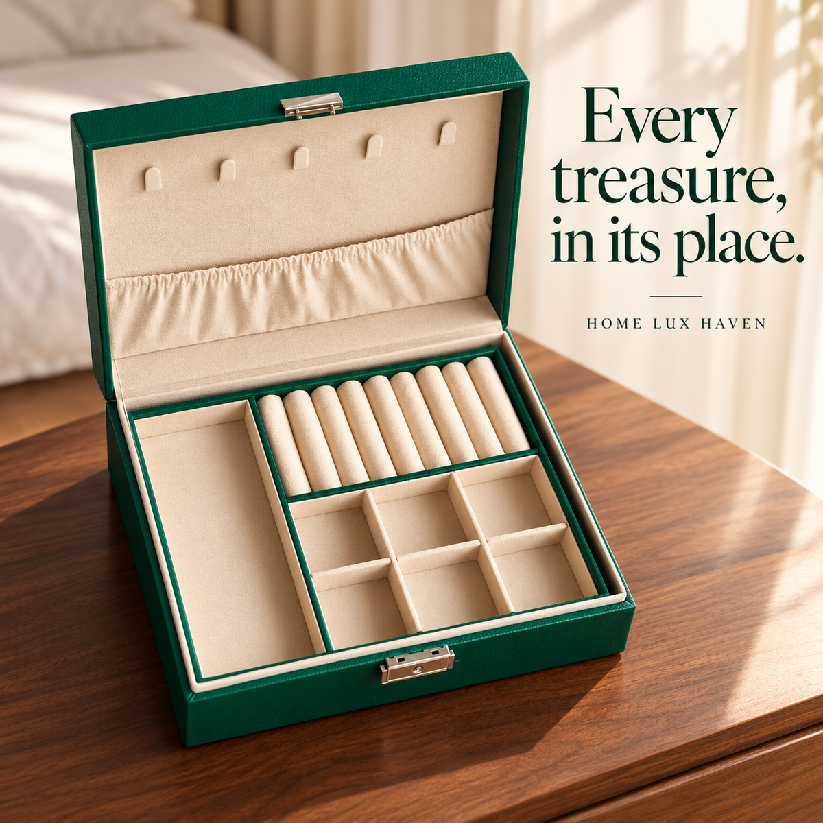2-Layer PU Leather Jewelry Box with Lock - advertising image 02