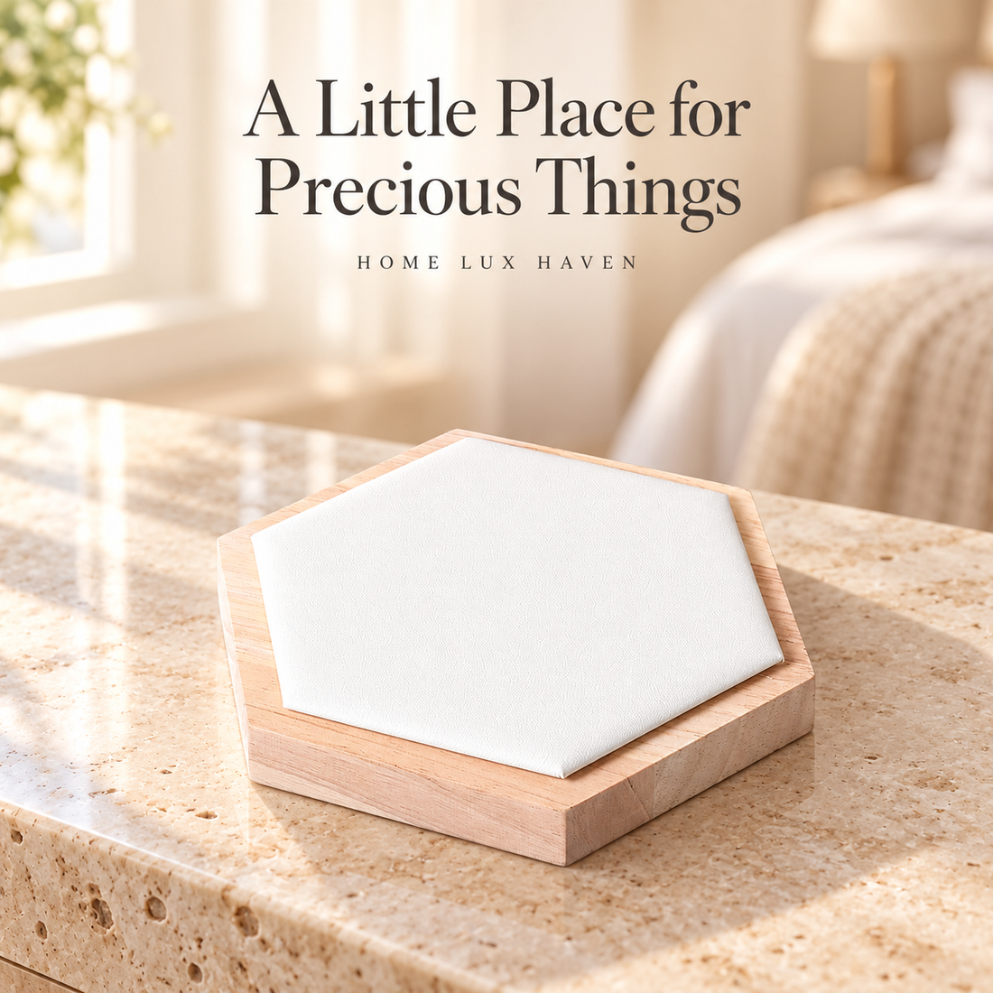 Hexagon Wood Ring Tray Jewelry Display - advertising image 01
