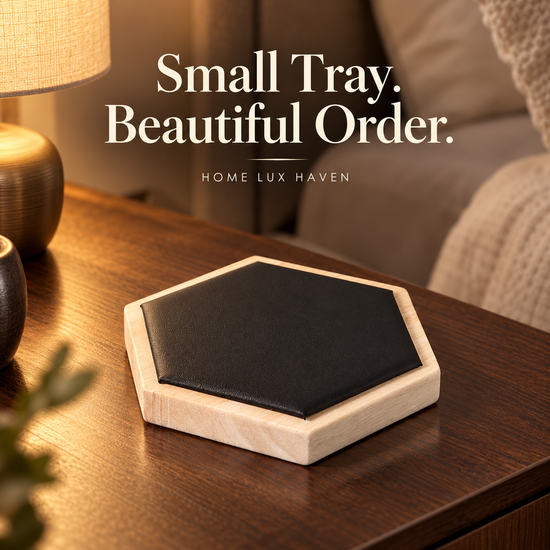 Hexagon Wood Ring Tray Jewelry Display - advertising image 01