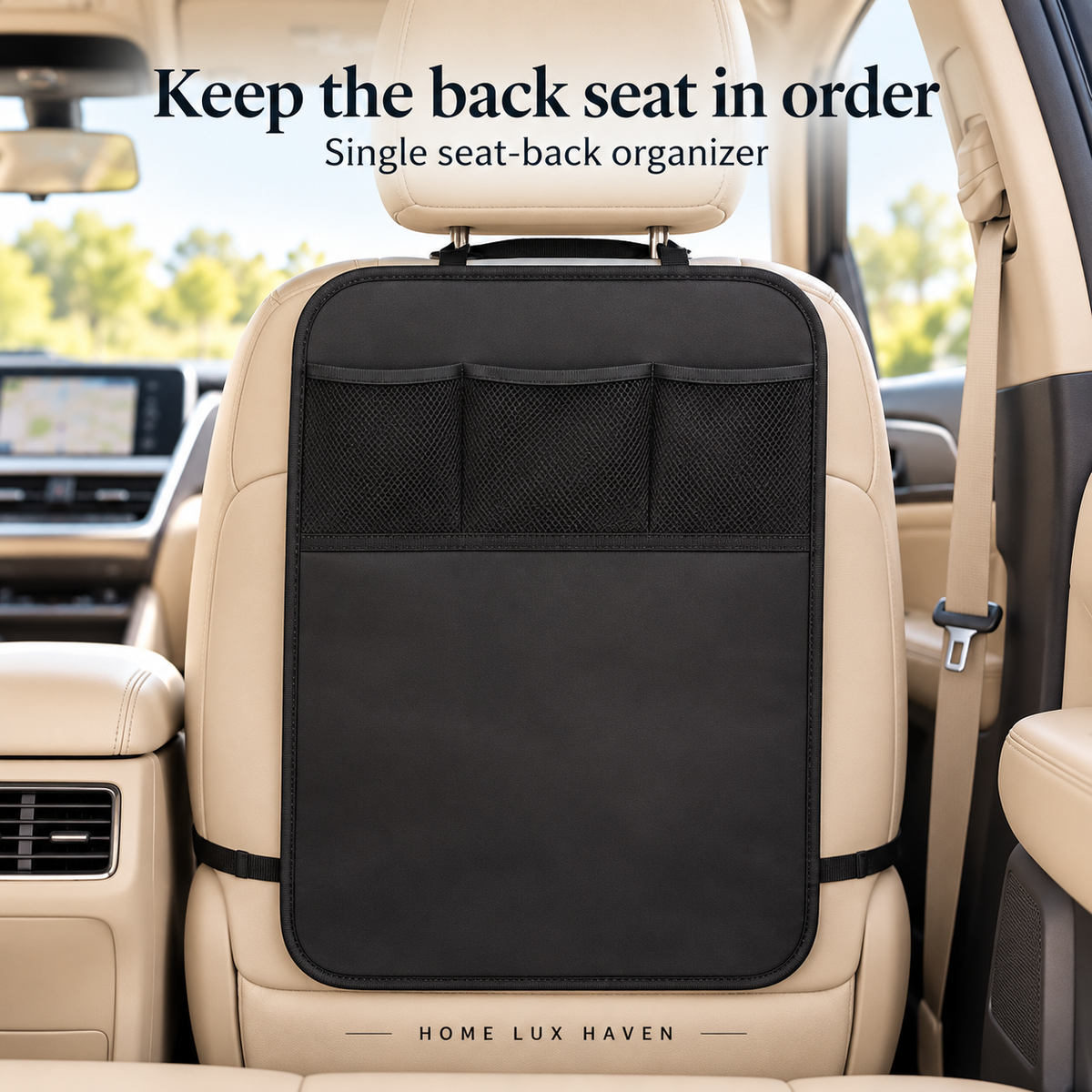 Seat Back Kick Mat Organizer with Storage Pockets - advertising image 01