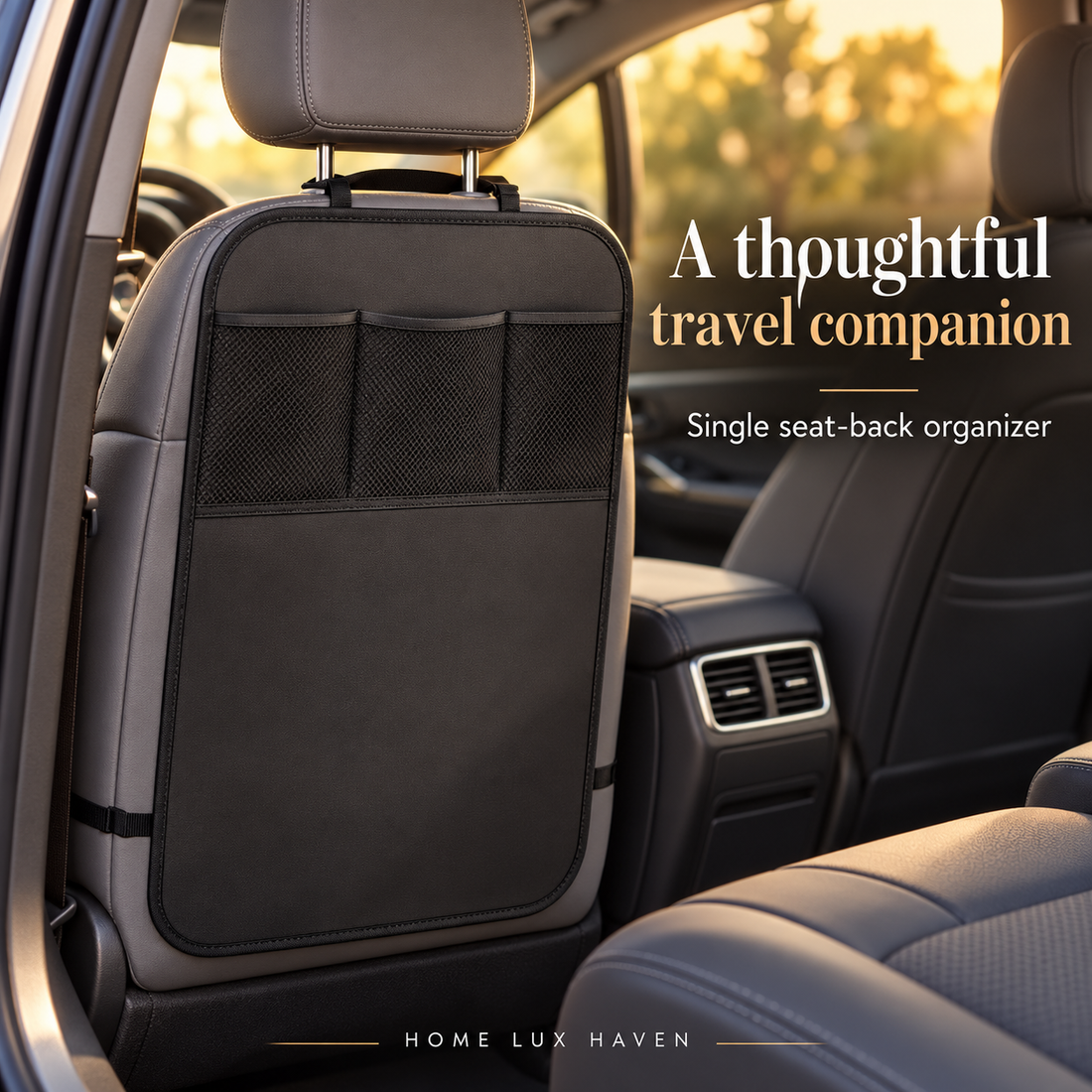Seat Back Kick Mat Organizer with Storage Pockets - advertising image 01