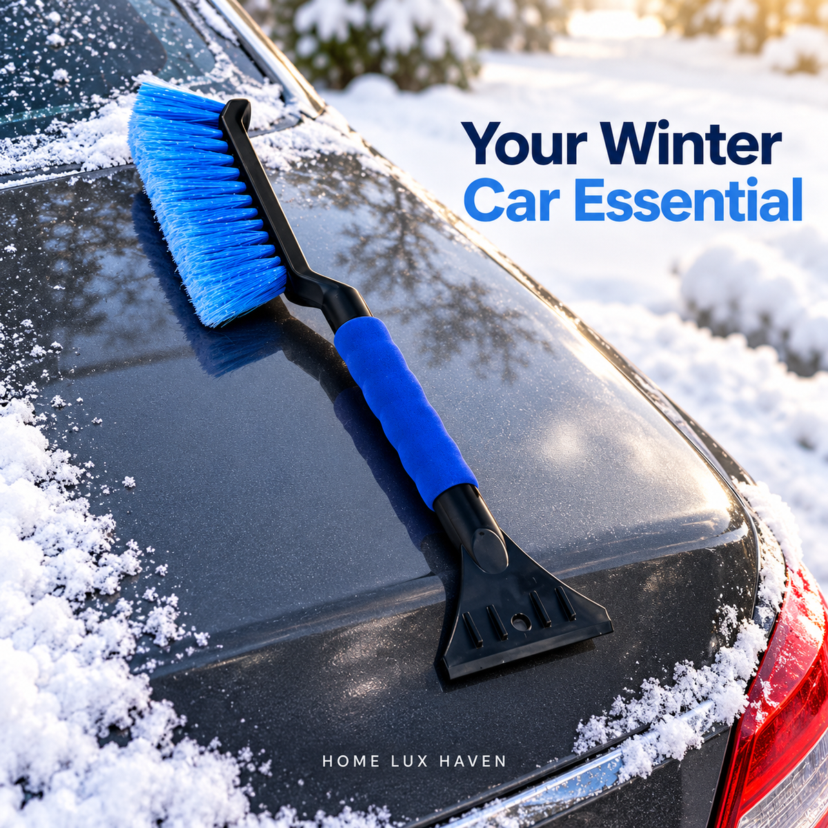 2-in-1 Snow Brush & Ice Scraper with Foam Grip - Blue - advertising image 01