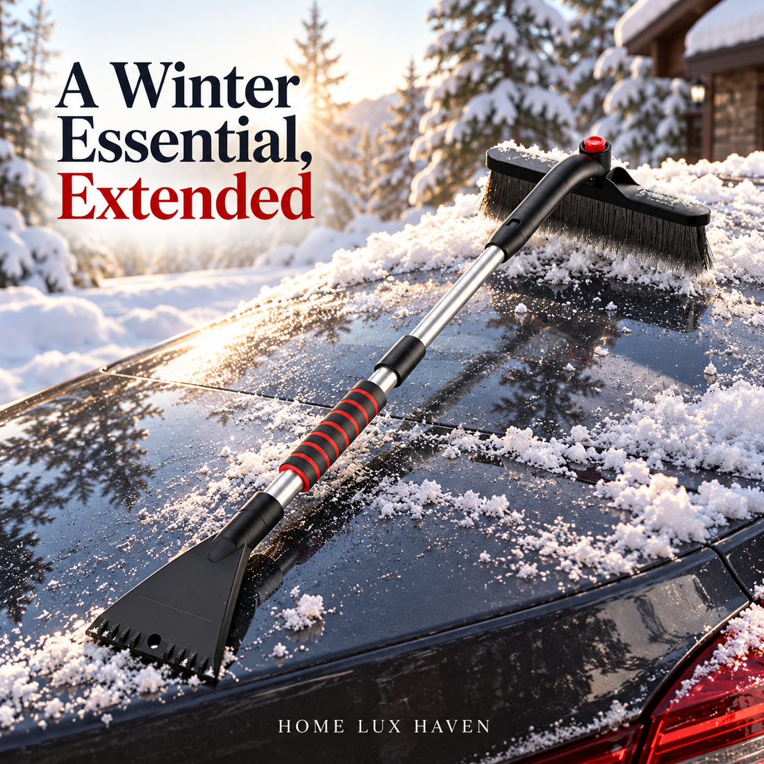 Extendable Snow Brush & Ice Scraper (26-35 in, Detachable) - advertising image 01