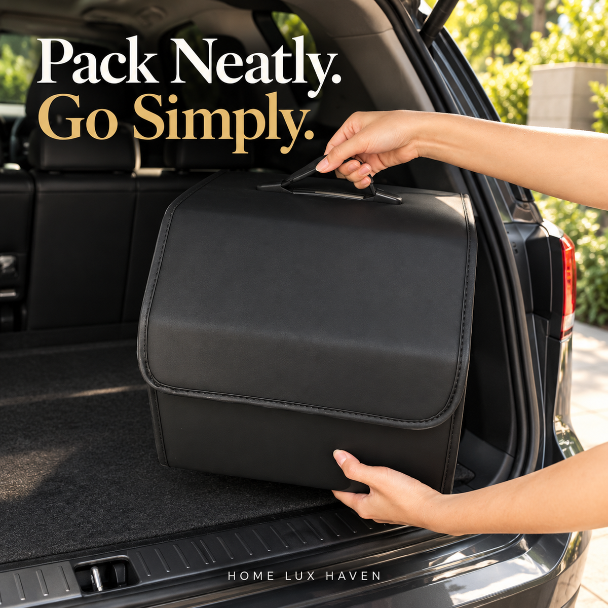 PU Leather Collapsible Trunk Storage Box with Lid - Large - advertising image 02