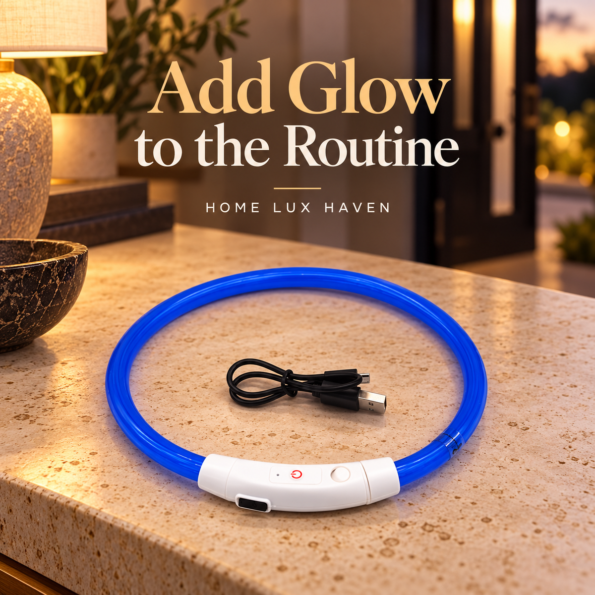 Rechargeable LED Dog Collar – Cut-to-Fit Glow Safety Ring - advertising image 02