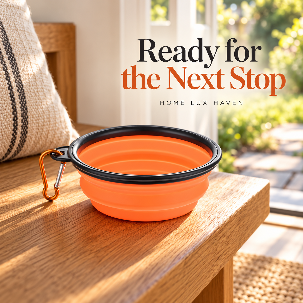 Collapsible Silicone Travel Bowl with Carabiner - advertising image 02