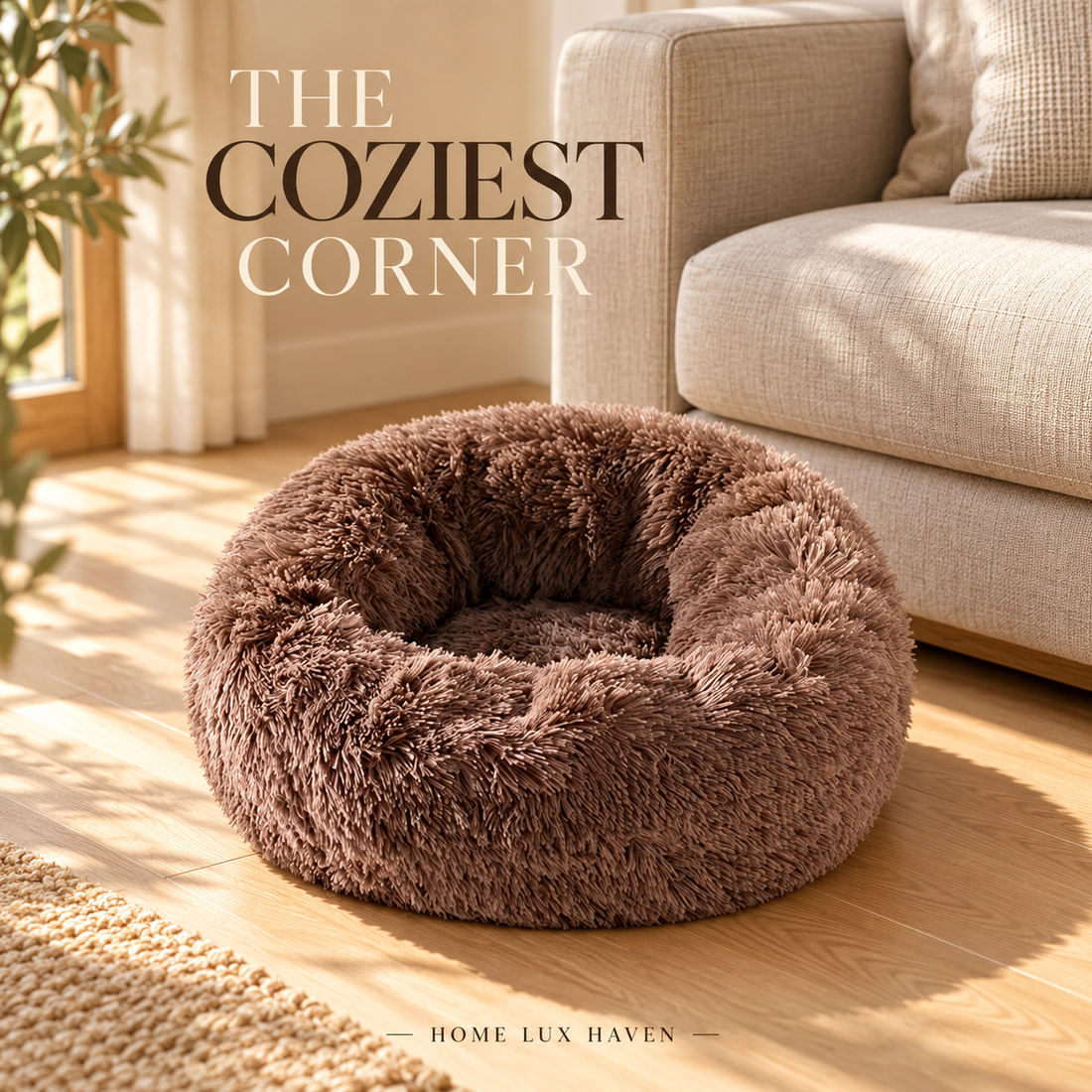 Cozy Plush Donut Pet Bed (Small/Medium) - advertising image 01