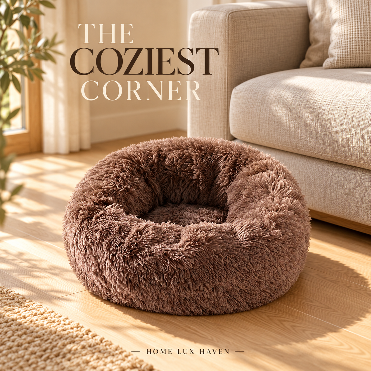 Cozy Plush Donut Pet Bed (Small/Medium) - advertising image 01