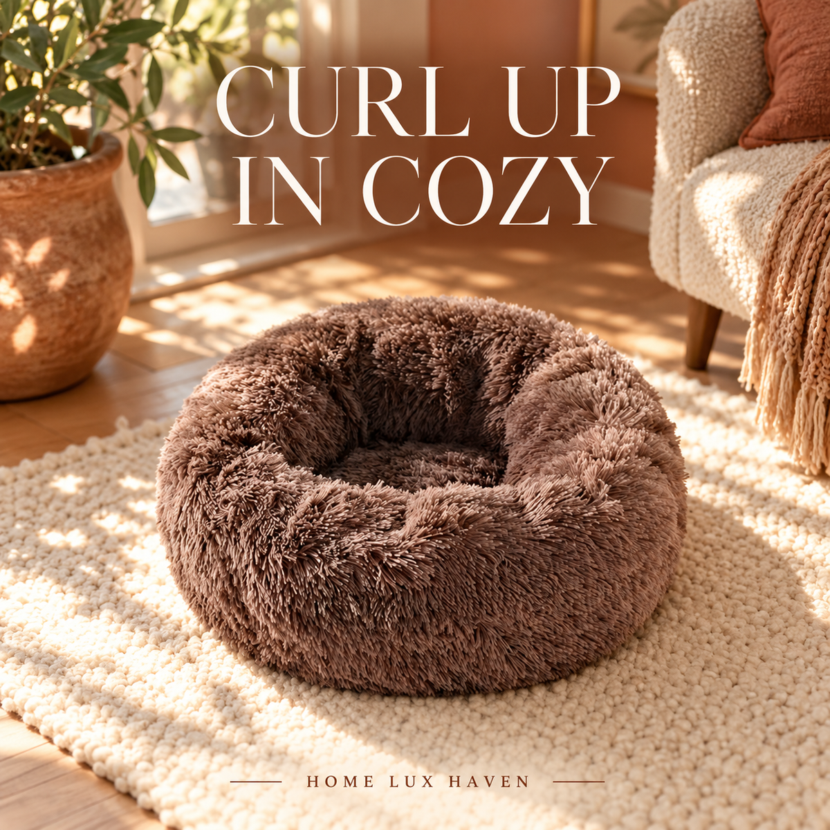 Cozy Plush Donut Pet Bed (Small/Medium) - advertising image 02