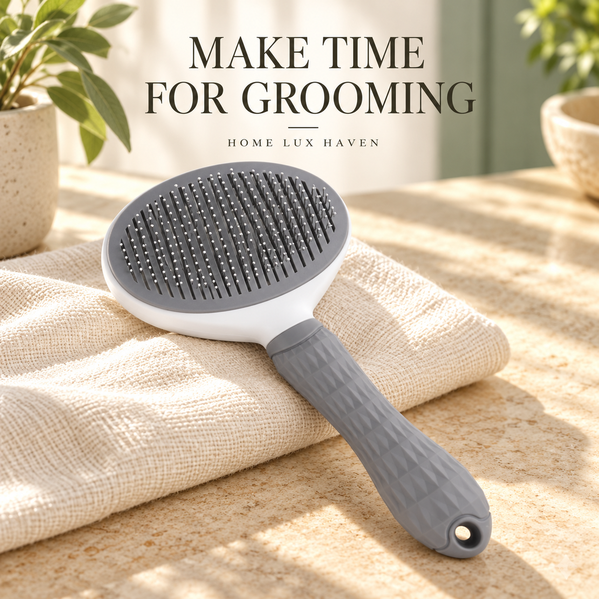 Self-Cleaning Slicker Brush for Dogs & Cats - advertising image 01