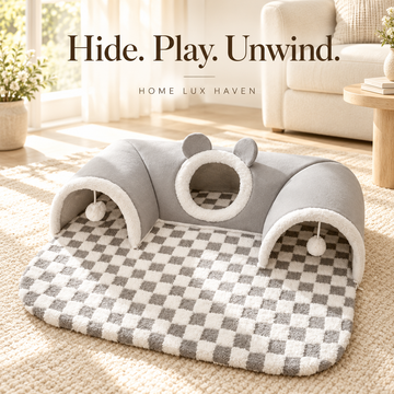 Hide-and-Seek Cat Tunnel Bed - advertising image 01