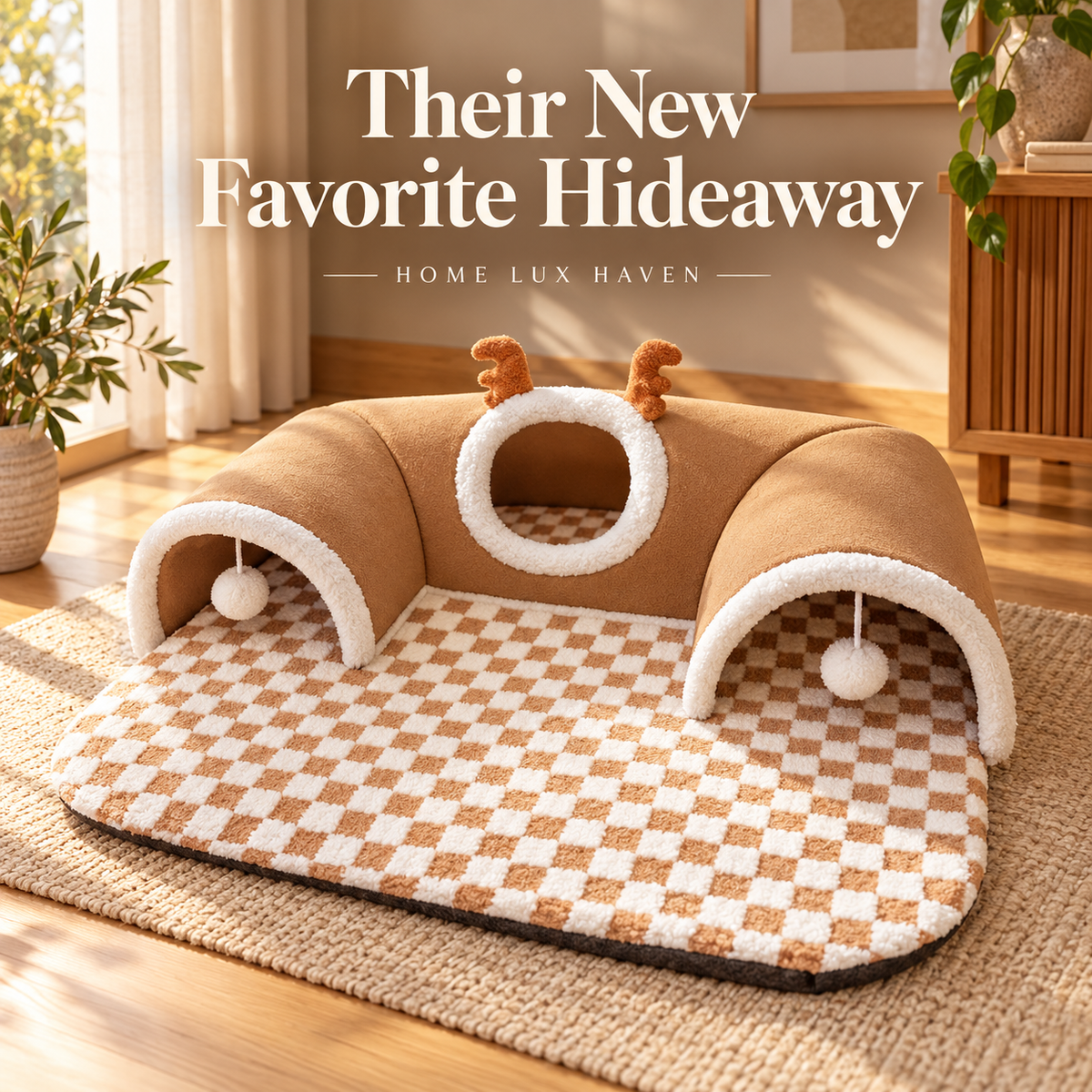 Hide-and-Seek Cat Tunnel Bed - advertising image 02