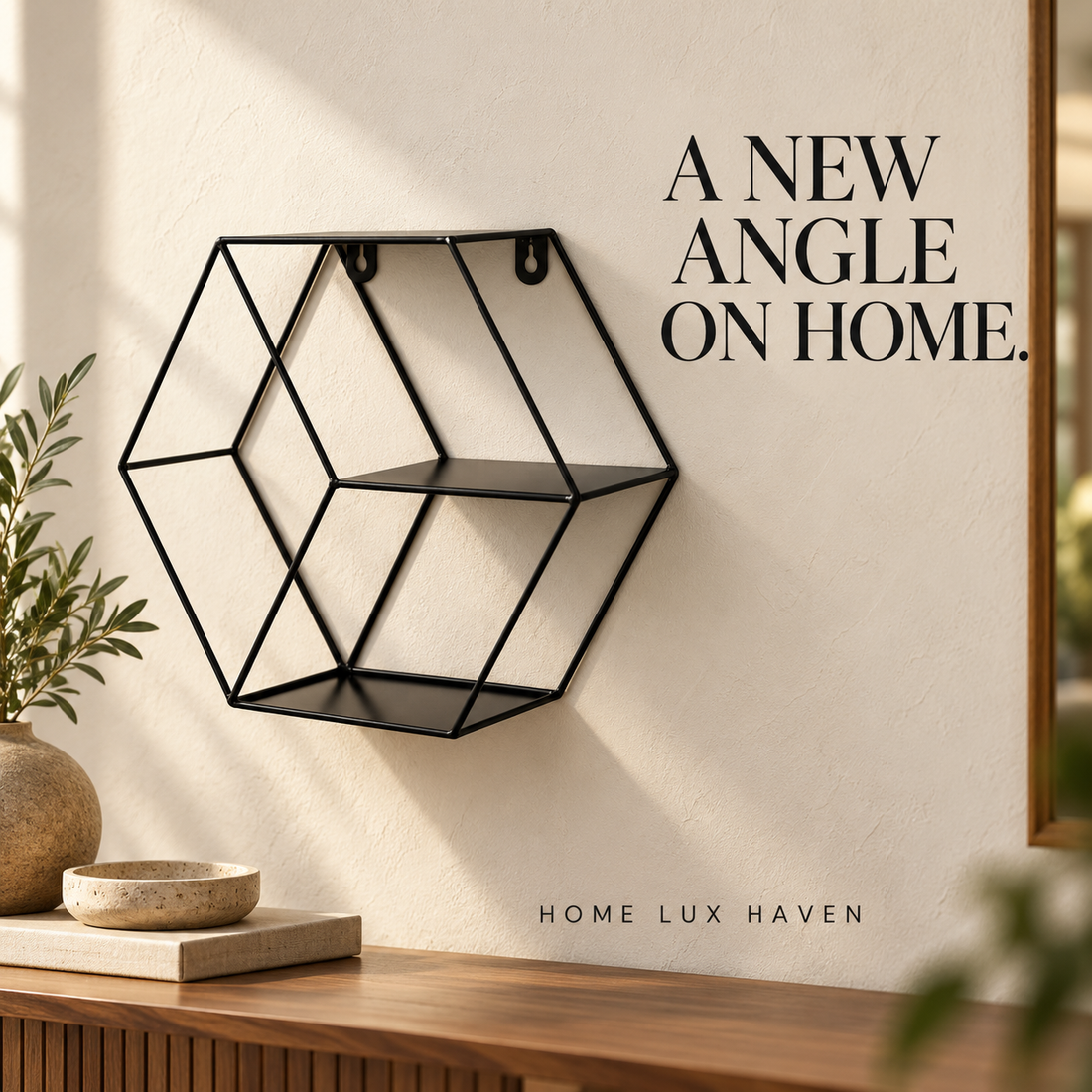 Wrought Iron Wall Décor – Geometric Hanging Accent - advertising image 01
