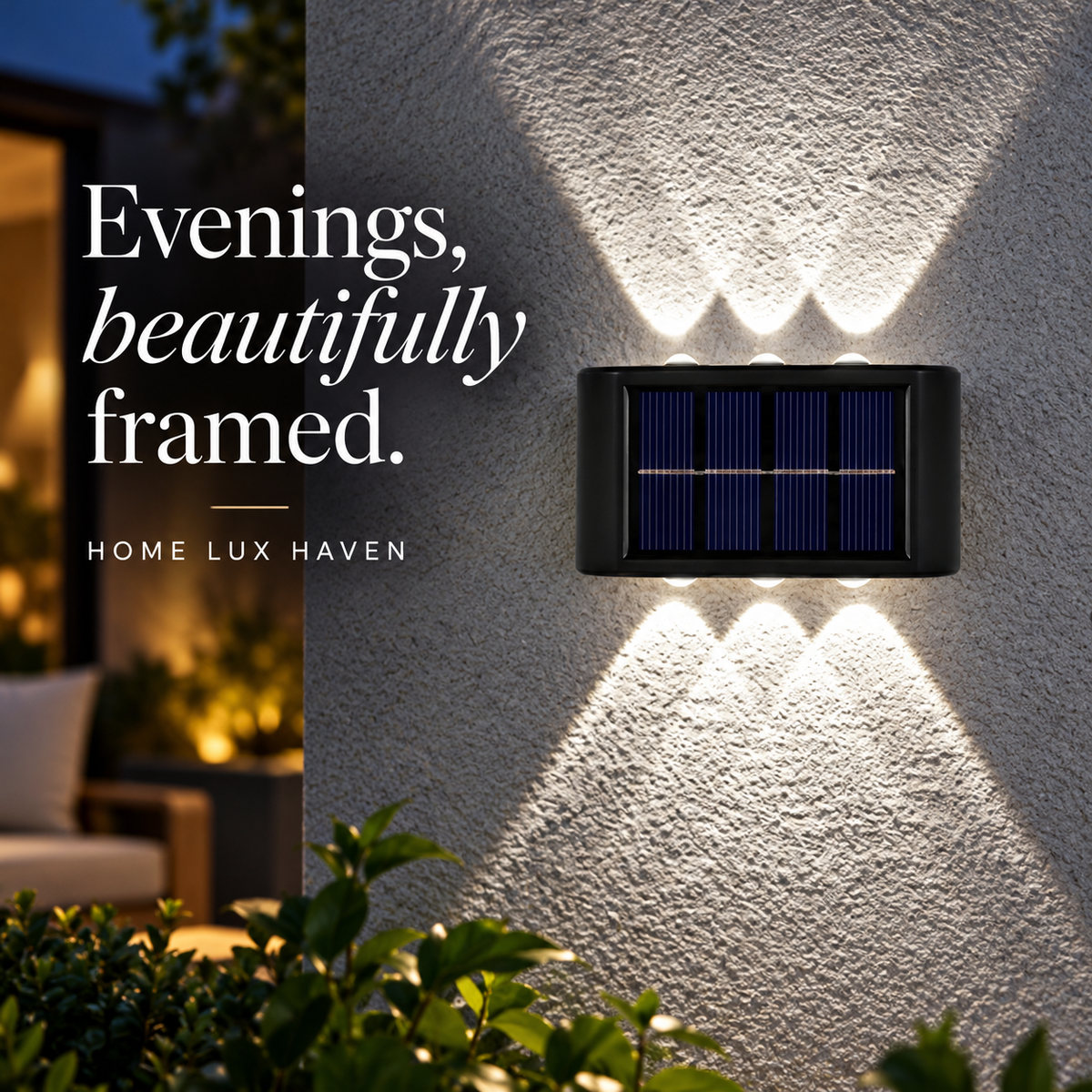 Solar LED Outdoor Wall Light - advertising image 02