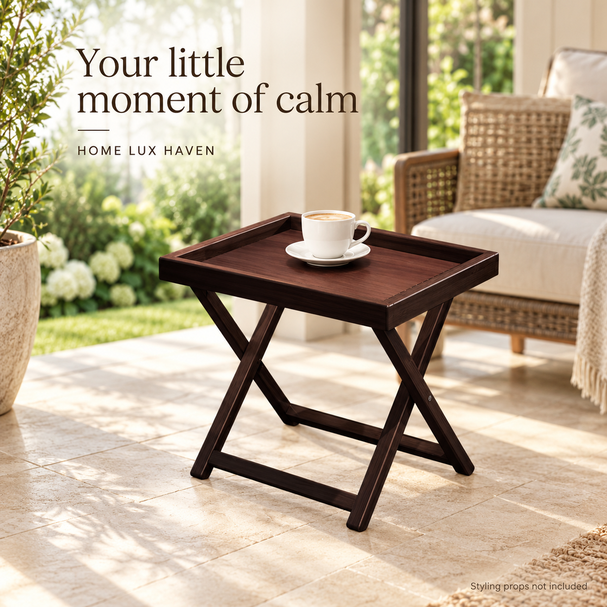 Folding Bamboo Portable Side Table - advertising image 01