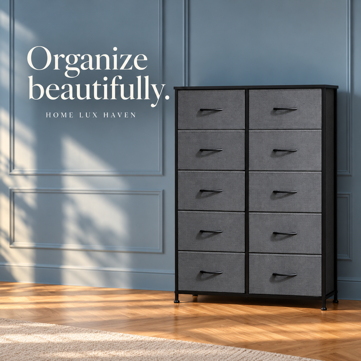 10-Drawer Fabric Storage Dresser with Steel Frame - advertising image 02