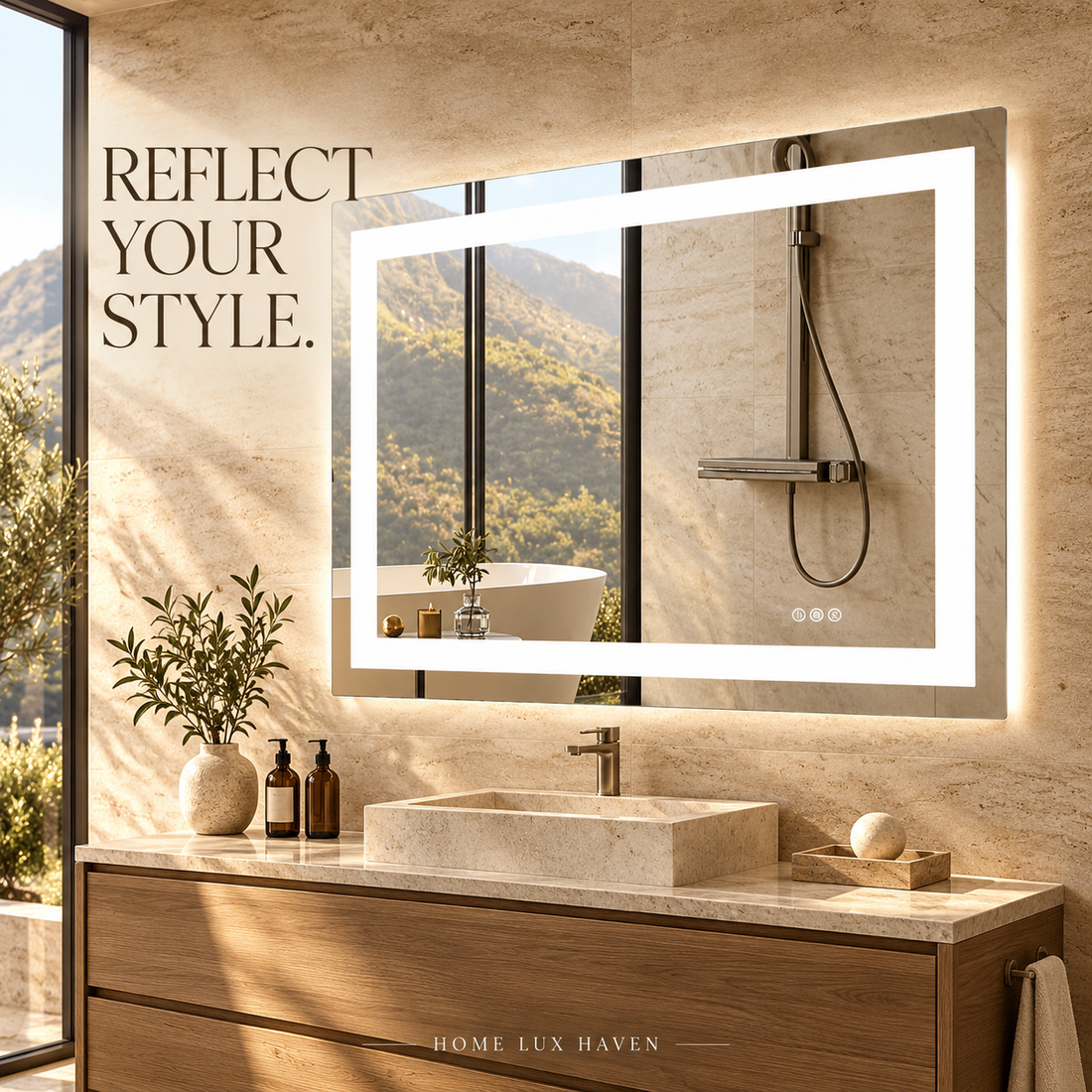 LED Bathroom Mirror – Front & Back Light - advertising image 01