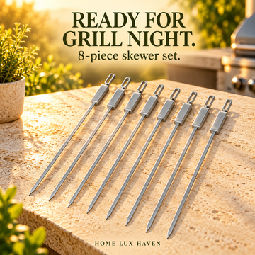 Stainless Steel Grill Skewers – 8-Piece BBQ Set - advertising image 01