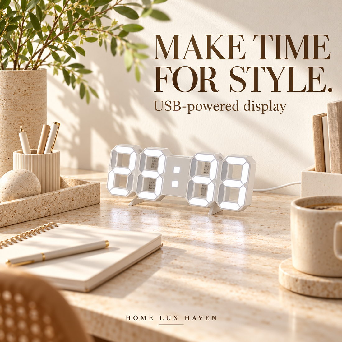 3D LED Digital Wall Clock – USB-Powered Modern Display - advertising image 01