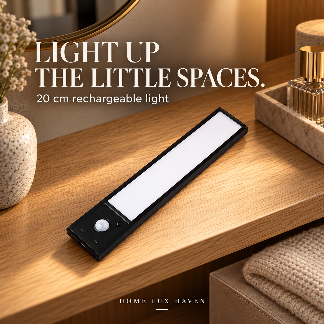Rechargeable Motion Sensor LED Light – 20 cm Under-Cabinet Lamp - advertising image 01