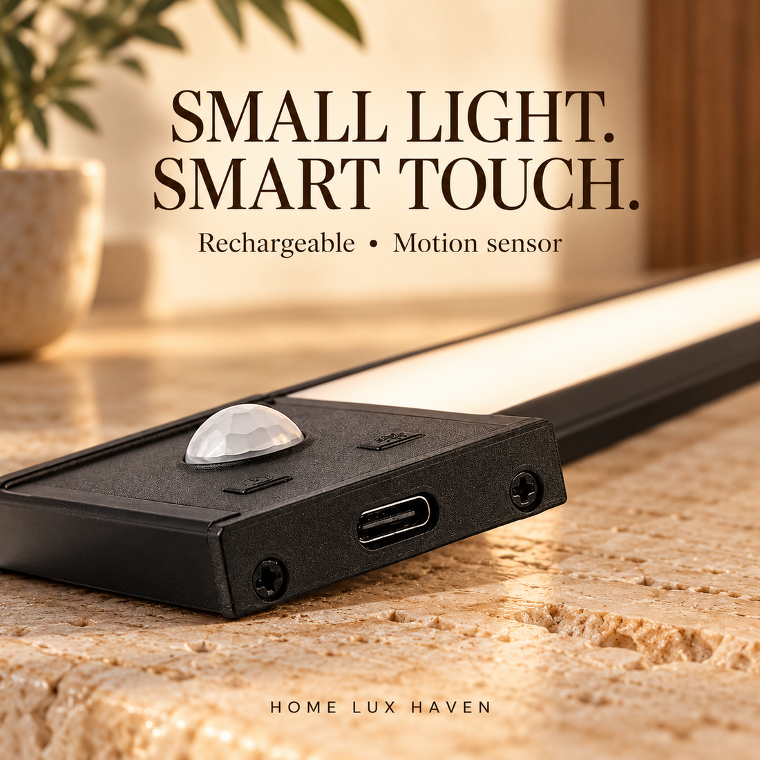 Rechargeable Motion Sensor LED Light – 20 cm Under-Cabinet Lamp - advertising image 01